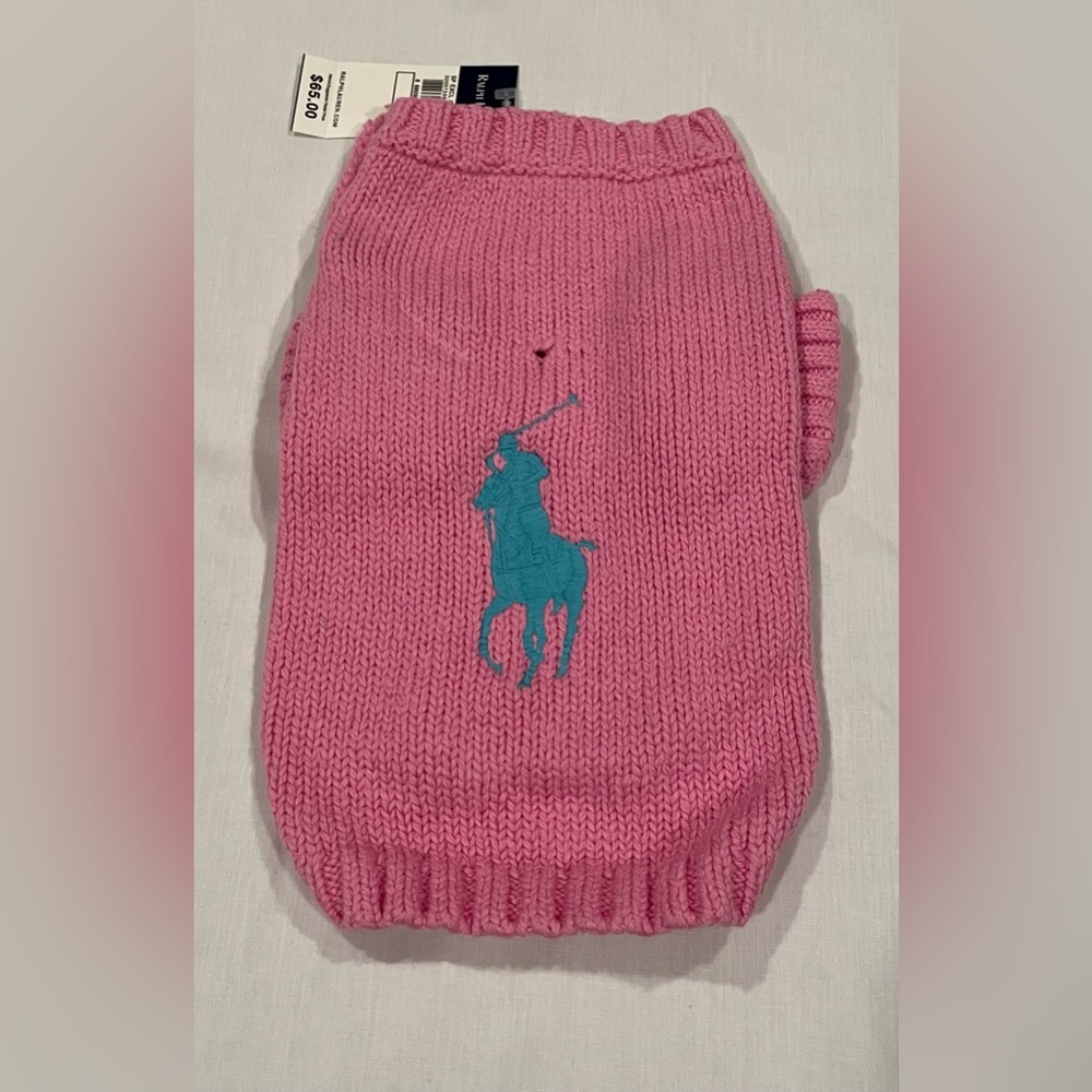 Polo Dog Sweater Size S / M Cotton Big Pony Sweater Pink Color / Light Blue Logo